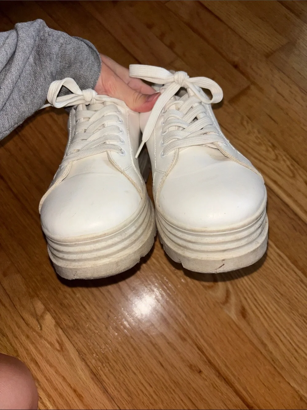 Classic White Platform Lace-Up Women's Sneakers